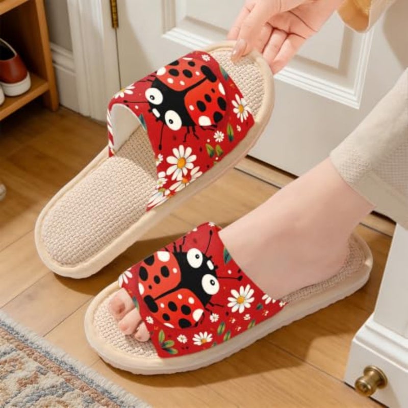 شباشب حديقة Ladybug شباشب ناعمة قابلة للتنفس ومفتوحة عند الأصابع، شباشب صيفية مريحة كاجوال للنساء والرجال في الأماكن المغلقة هدية لجميع المواسم - Image 5
