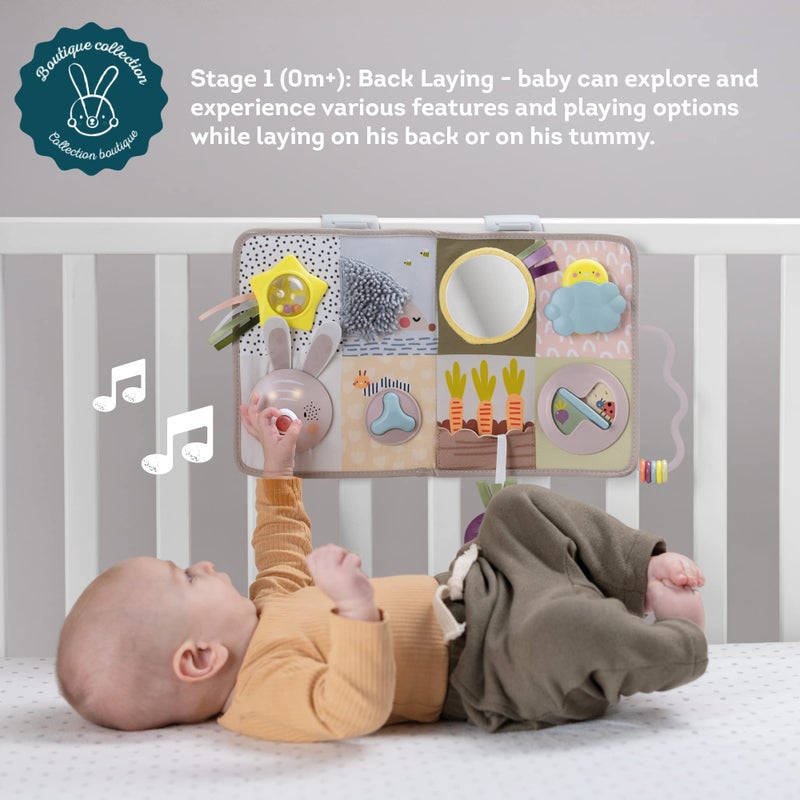 Taf Toys Newborns & Toddlers Busy Board with Music & Lights 13 Montessori Activities Baby Safe Mirror, 3D Activities, Textures & a Baby Teether Develops Motor Skills, Senses & Eye Hand Coordination - Image 4