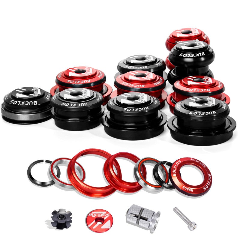 BUCKLOS 1-1/8 Bike Headset MTB Threadless 34 44 44-50.6 44-55 44-56 41.8-52mm, Straight Tapered Tube Mountain Bikes Road Bicycle Double Sealed Bearings Headsets, for Frame Fork Expander Plug Star Nut - Image 1