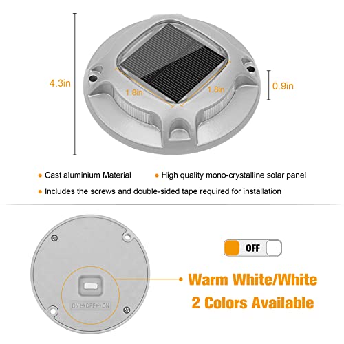 VOLISUN Solar Driveway Lights Dock Marine Lights 16 Pack,2 Colors in 1,Outdoor LED Deck Light,Solar Powered Waterproof Warning Step Ligh for Driveway Sidewalk Pathway (White/Warm White) - Image 5