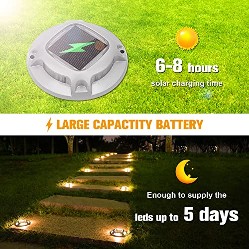 VOLISUN Solar Driveway Lights Dock Marine Lights 16 Pack,2 Colors in 1,Outdoor LED Deck Light,Solar Powered Waterproof Warning Step Ligh for Driveway Sidewalk Pathway (White/Warm White) - Image 3