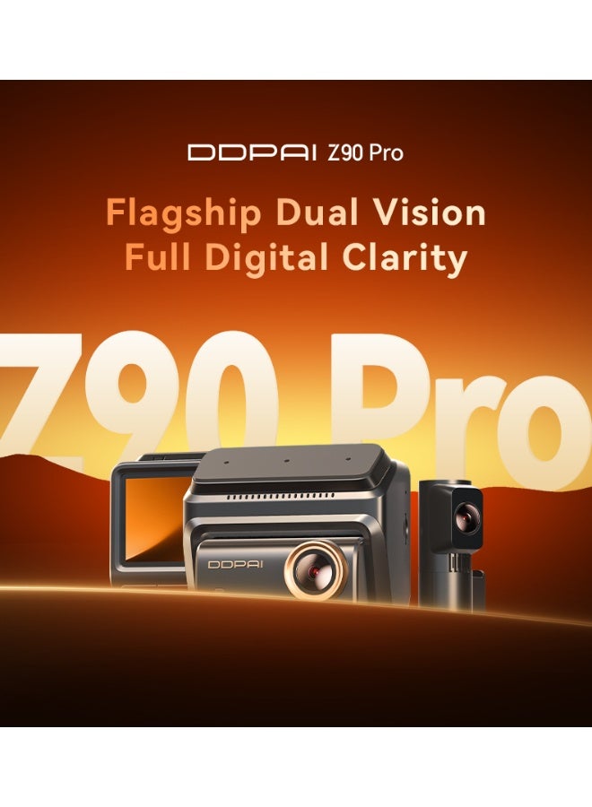 دي دي باي كاميرا سيارة DDPAI Z90 Pro ثلاثية 4K + 4K + 3K | مستشعر Sony STARVIS 2 IMX678 | GPS مدمج | WiFi ‎5GHz‎ | كاميرا داخلية بالأشعة تحت الحمراء | ADAS 2.0 | مكثف فائق | مراقبة 24/7 | مستشعر صدمات | تسجيل حلقي - Image 2
