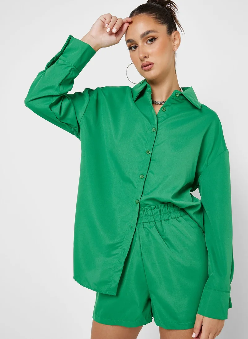 Ginger Solid Shirt And Short Set