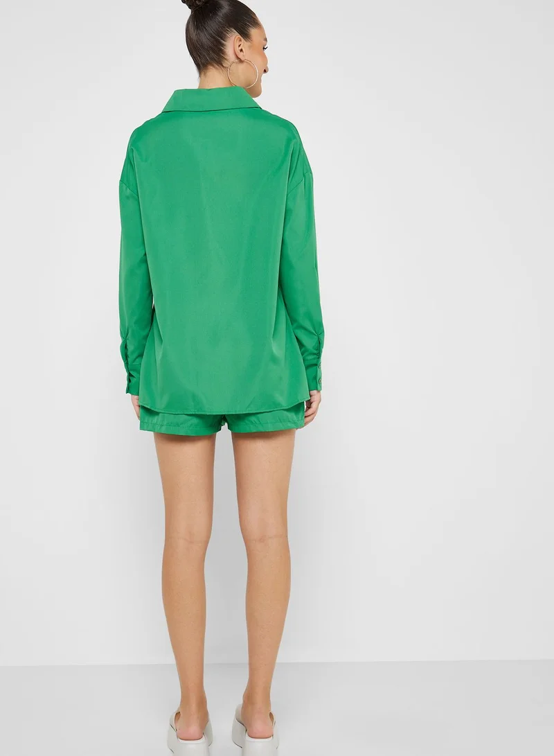 Ginger Solid Shirt And Short Set