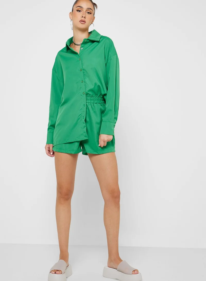 Ginger Solid Shirt And Short Set