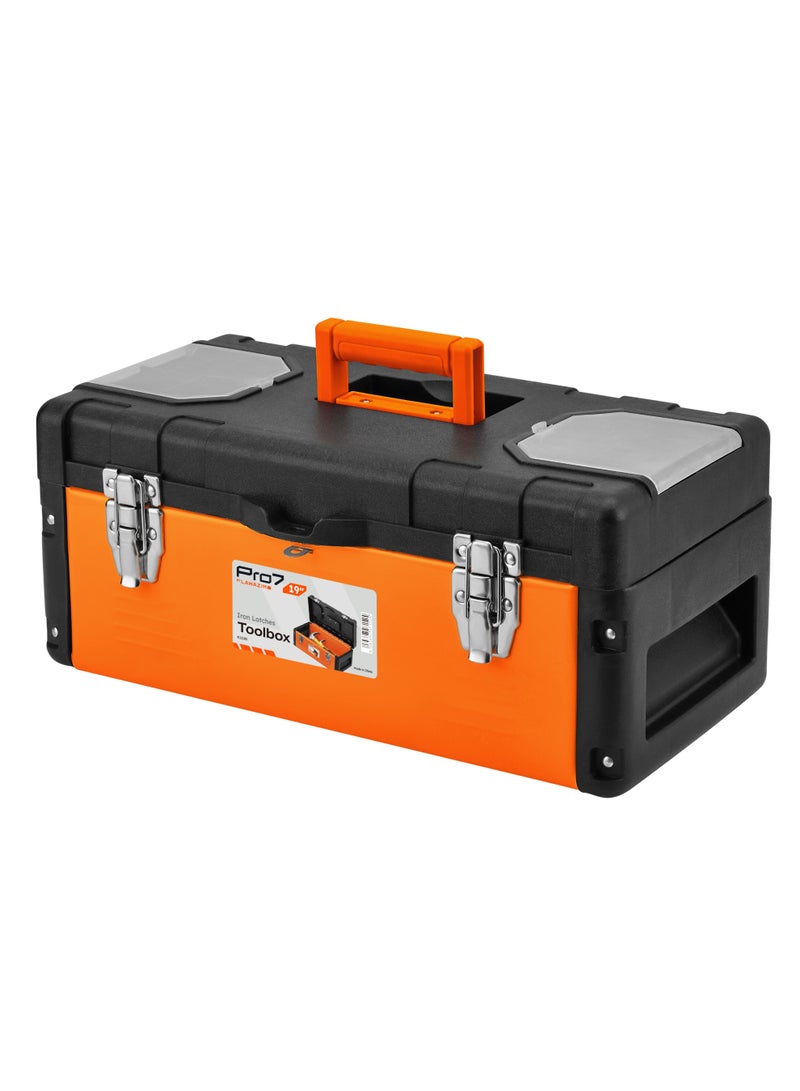 LAWAZIM Pro7 Tool Box with Iron Latches -19inch- Durable and Portable Toolbox with Removable Tray, Secure Latch, and Handle - Organizing Storage Solution for Garage Workshop Household and Professional Use - Image 1