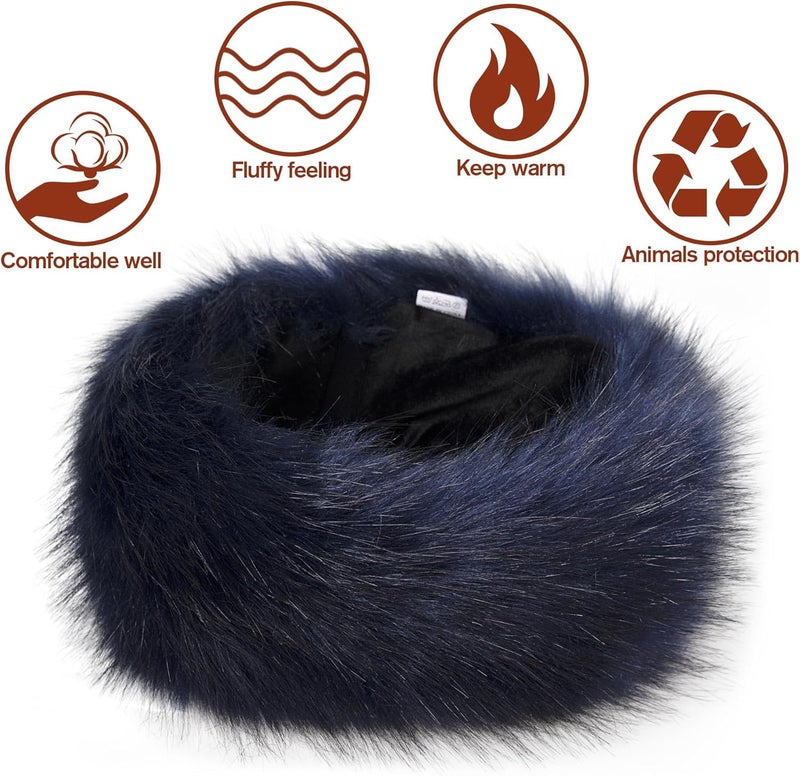 Dikoaina Womens Faux Fur Headband Winter Earwarmer Earmuff Ski - Image 4