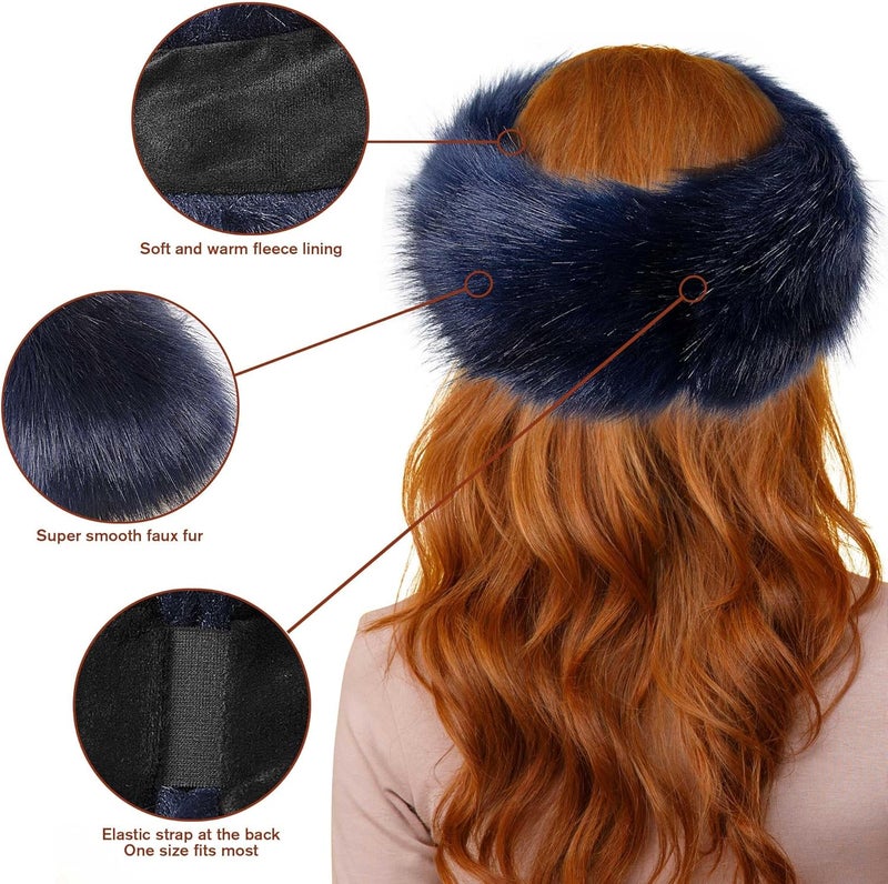 Dikoaina Womens Faux Fur Headband Winter Earwarmer Earmuff Ski - Image 3