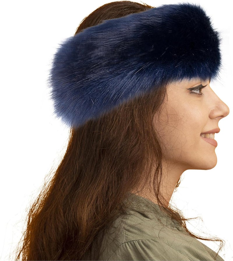Dikoaina Womens Faux Fur Headband Winter Earwarmer Earmuff Ski - Image 2