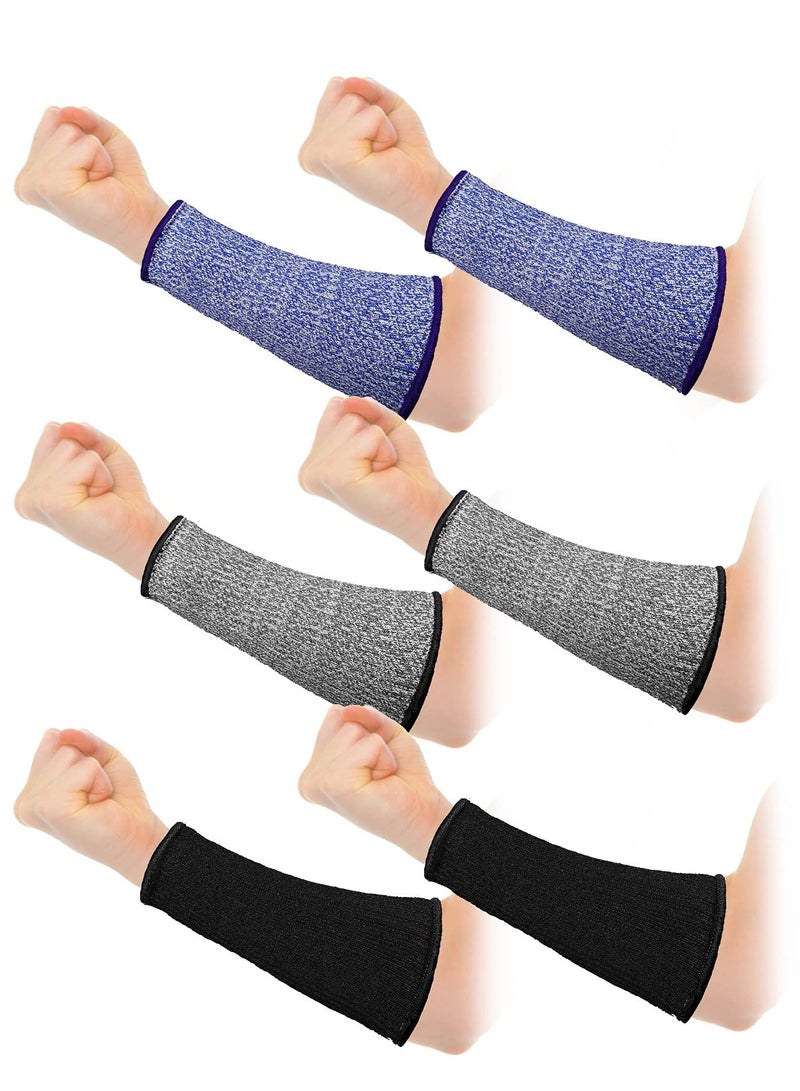 SYOSI Anti cutting Arm Sleeves, Level 5 Safety Protection Anti bite Wrist Sleeves Protector Heat Resistant for Women Men Cooking Gardening, Etc (3 Pairs Blue Gray Black)  - Image 1