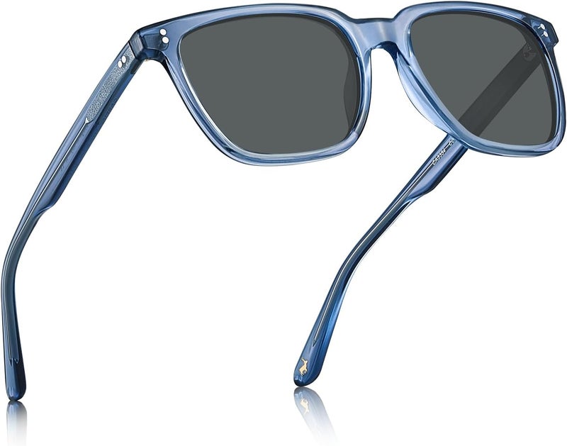 CARFIA Retro Polarized Sunglasses For Men UV400 Protection Chunky Square 90s Style Trendy Classic Glass - Image 2