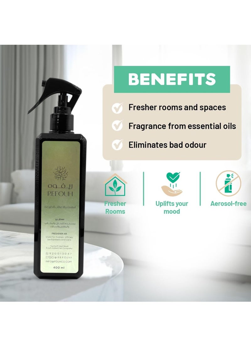 Refouh Premium Long-Lasting Air Freshener Spray for Home, Office, and Car - 400ml - Eliminates Unpleasant Odors - Aromatic Essential Oil Blend - Aerosol-Free  - Image 3