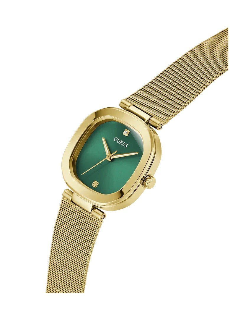 Guess Women's Elegant Gold-Tone Mesh Strap Green Dial Quartz Watch GW0768L2 - Image 4