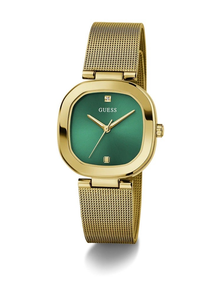 Guess Women's Elegant Gold-Tone Mesh Strap Green Dial Quartz Watch GW0768L2 - Image 5