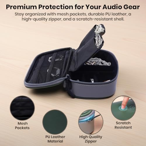 AUDIOCULAR Crate Portable IEM Case, PU Leather Electronic Organizer Bag, Earphone Storage Box & Cable Organizer Pouch, Waterproof Travel Carry Case for Chargers, DAC, Earbuds & Accessories - Image 4