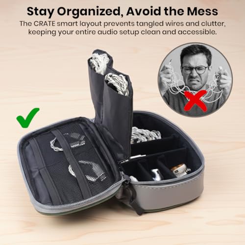 AUDIOCULAR Crate Portable IEM Case, PU Leather Electronic Organizer Bag, Earphone Storage Box & Cable Organizer Pouch, Waterproof Travel Carry Case for Chargers, DAC, Earbuds & Accessories - Image 3
