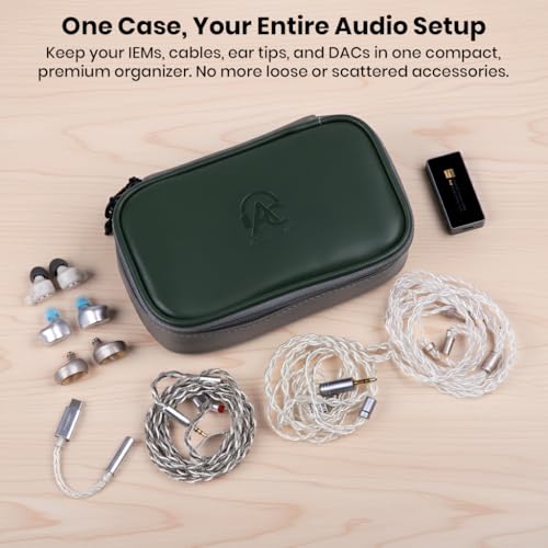 AUDIOCULAR Crate Portable IEM Case, PU Leather Electronic Organizer Bag, Earphone Storage Box & Cable Organizer Pouch, Waterproof Travel Carry Case for Chargers, DAC, Earbuds & Accessories - Image 2