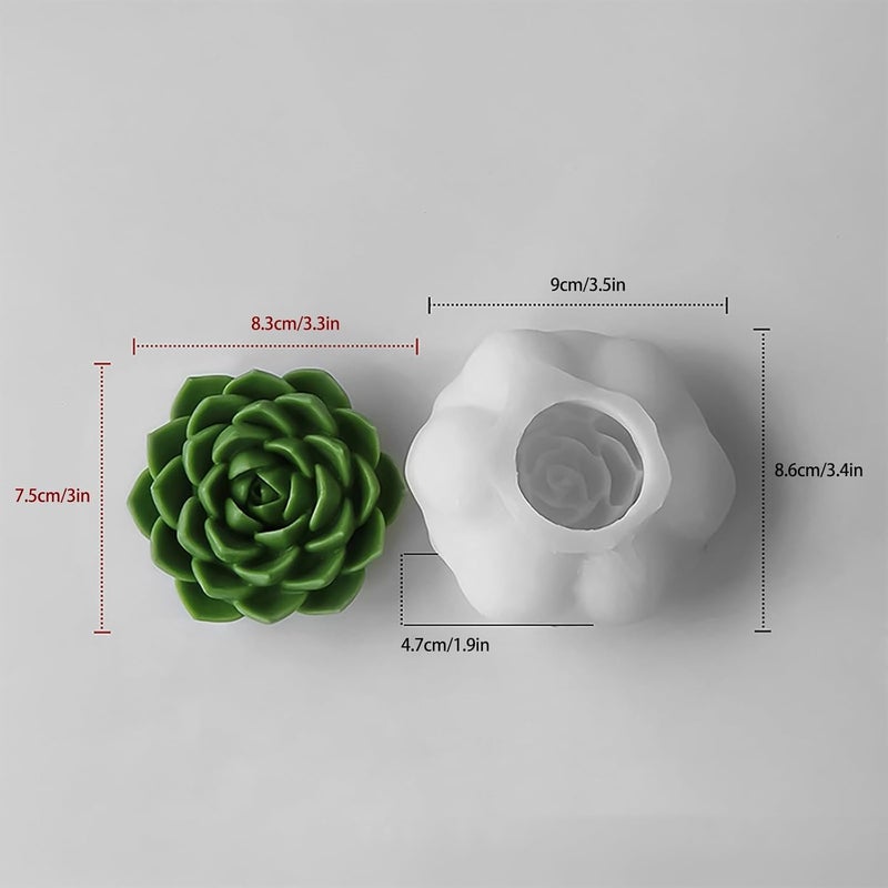 Skytail 3D Succulent Flower Silicone Candle Mould for Candle Making Waxmelts Aromatherapy Clay Craft Soap Bath Bomb Flower Resin Casting Home Decor Chocolate Cake Molds Candy Cupcake Dessert Mold - Image 2