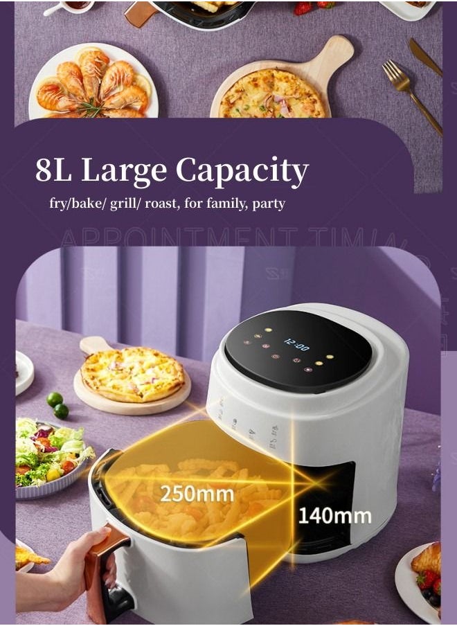 Perfin Air Fryer 8 L 1400w,  Healthy Air Fryer One Touch Control With Rapid Air Technology Fryer For Fry/Grill/Bake/Roast, Warm And Timer Function, Suitable For Fmaily, Party, 6-8 People  - Image 4