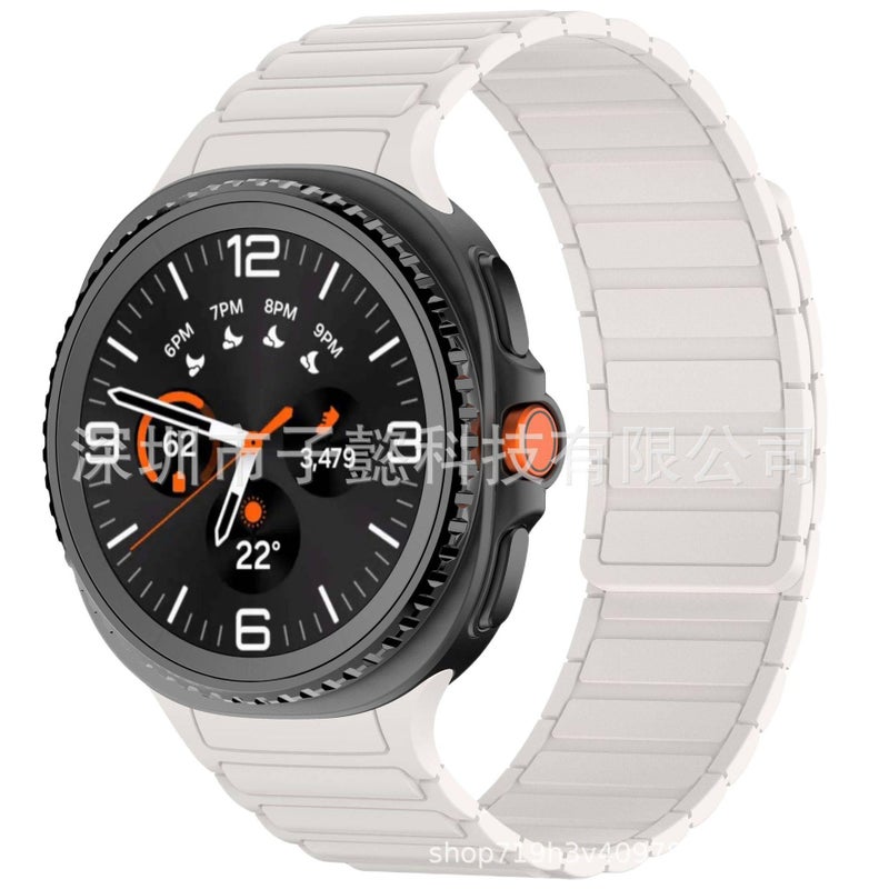 Adjustable Silicone Sport Smartwatch Band Compatible with Samsung Galaxy Watch 8 with Fit Soft Strap and Quick Daily Replacement in Starlight - Image 1