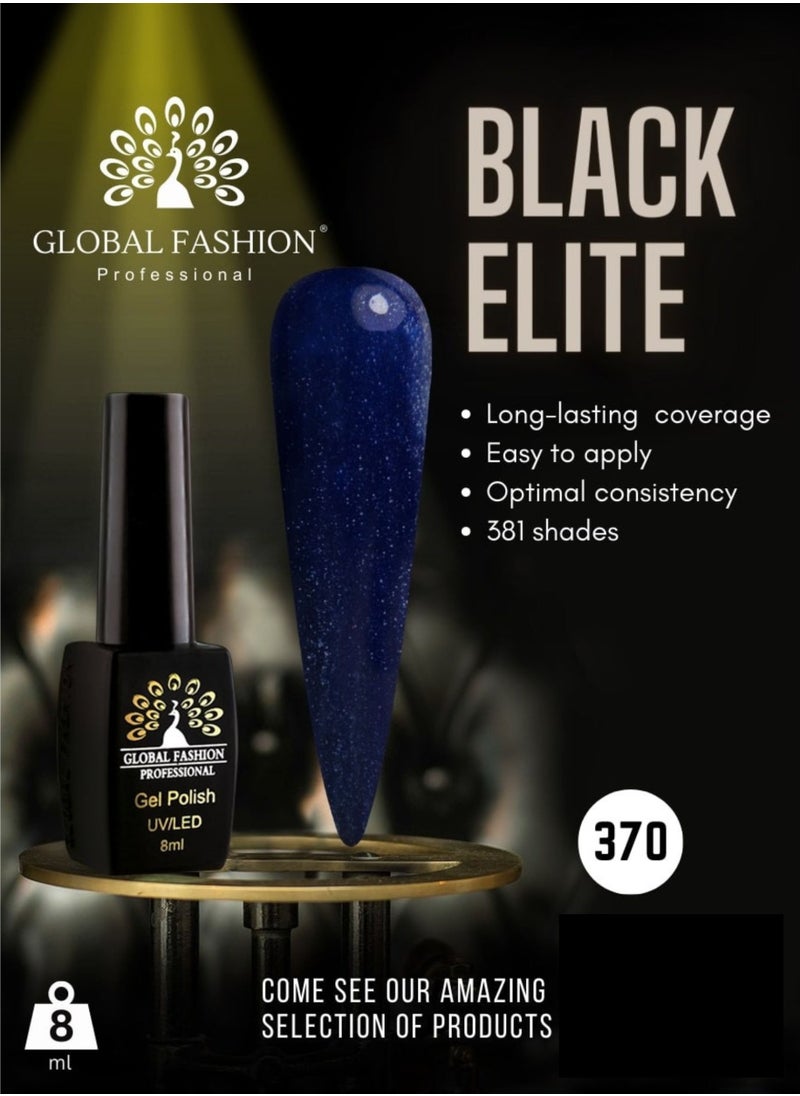 GLOBAL FASHION Global Fashion Black Elite Gel Polish | 132 Colors of Long-Lasting Elegance - 8ml | 370  - Image 2