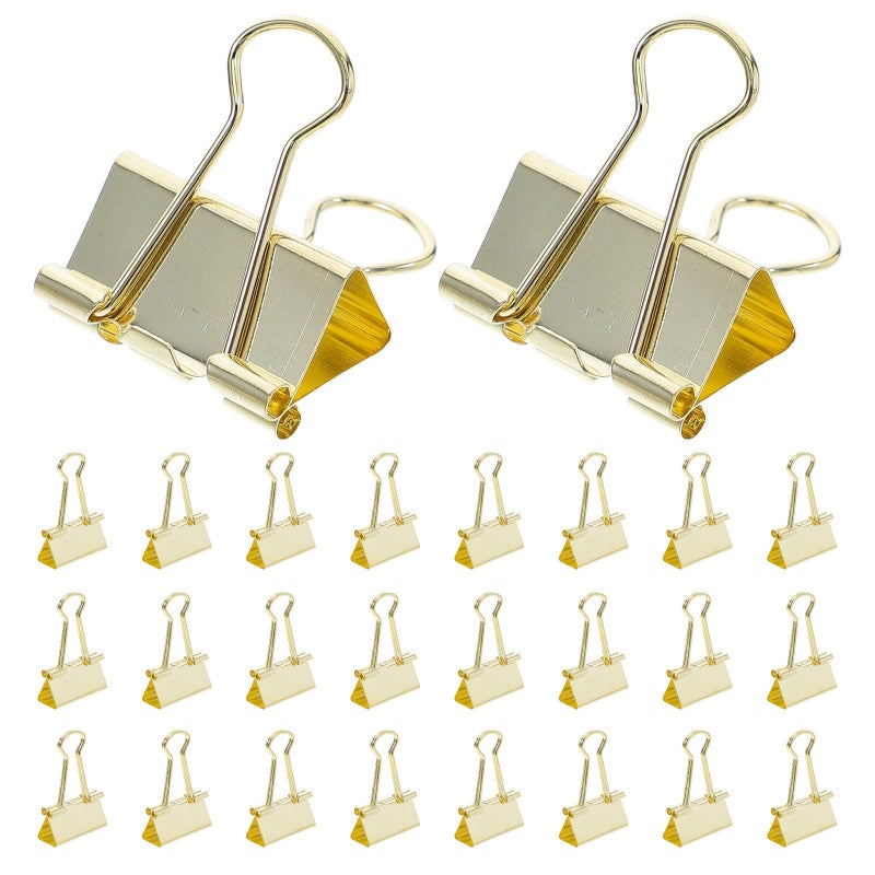 48 Pcs Gold Metal Binder Clips 25 Mm Small Office Document Fixing Paper Clamp for Home and Filing Organization - Image 2