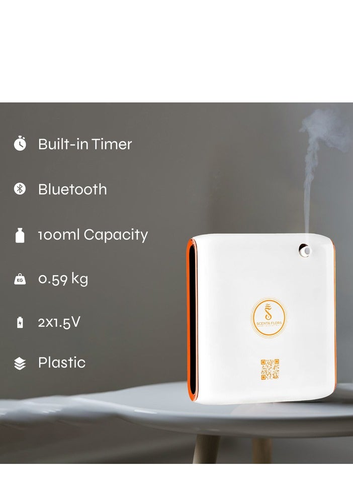 Scenta Flora - Scent Lav - Sleek Black Aroma Diffuser, App-Controlled, Battery or Cable Operated (White)) - Image 1