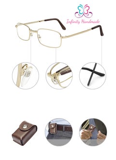 Generic Reading Glasses Folding Comfortable Full-Frame Metal Eyewear Men And Women Had Ultra Light Portable, with a special eyeglasses case and a free cotton handkerchief, Presbyopia, Exclusive from Seller INFINITY-HANDMADE Only  - Image 5
