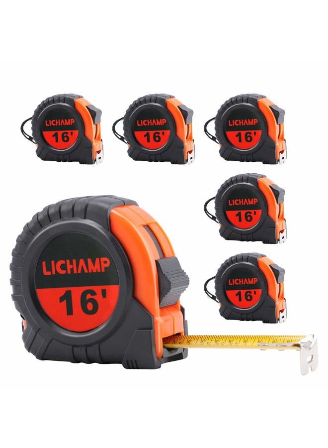 Lichamp 6 Pack Tape Measuring 16FT x 3/4 inch, Orange - Image 1