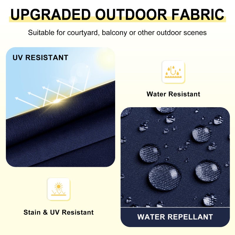 downluxe Outdoor Chair Cushions Set of 4 for Patio Furniture, Water-Resistant Square Corner Patio Chair Cushions with Ties, High Density Foam Outdoor Seat Cushion, 18.5" X 16" X 3", Navy - Image 3