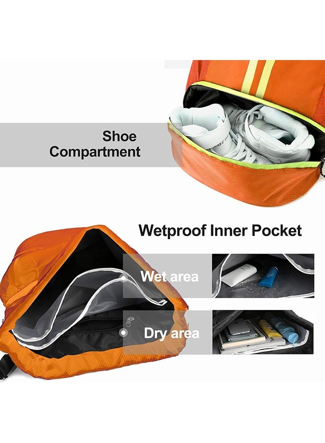 يلا جوي الرياضة حقيبة الظهر,سلسلة سباحة صالة رياضية حقيبة مع مقصورة الأحذية والجيب الرطب دليل,حقيبة كرة السلة حقيبة الظهر الرطبة والجافة المقصورة,كرة القدم والكرات حقيبة,حقيبة الظهر كرة القدم المقاومة للماء لكرة القدم وكرة السلة والرجبي (البرتقالي) - Image 5