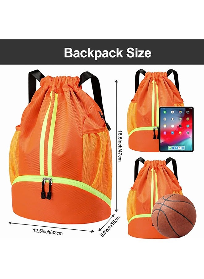 يلا جوي الرياضة حقيبة الظهر,سلسلة سباحة صالة رياضية حقيبة مع مقصورة الأحذية والجيب الرطب دليل,حقيبة كرة السلة حقيبة الظهر الرطبة والجافة المقصورة,كرة القدم والكرات حقيبة,حقيبة الظهر كرة القدم المقاومة للماء لكرة القدم وكرة السلة والرجبي (البرتقالي) - Image 2