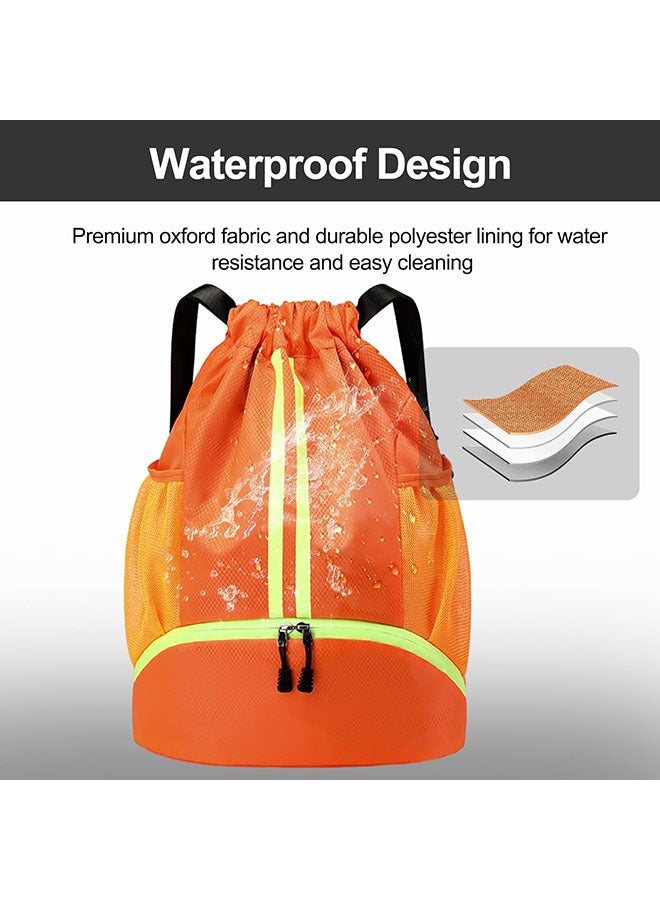 يلا جوي الرياضة حقيبة الظهر,سلسلة سباحة صالة رياضية حقيبة مع مقصورة الأحذية والجيب الرطب دليل,حقيبة كرة السلة حقيبة الظهر الرطبة والجافة المقصورة,كرة القدم والكرات حقيبة,حقيبة الظهر كرة القدم المقاومة للماء لكرة القدم وكرة السلة والرجبي (البرتقالي) - Image 4