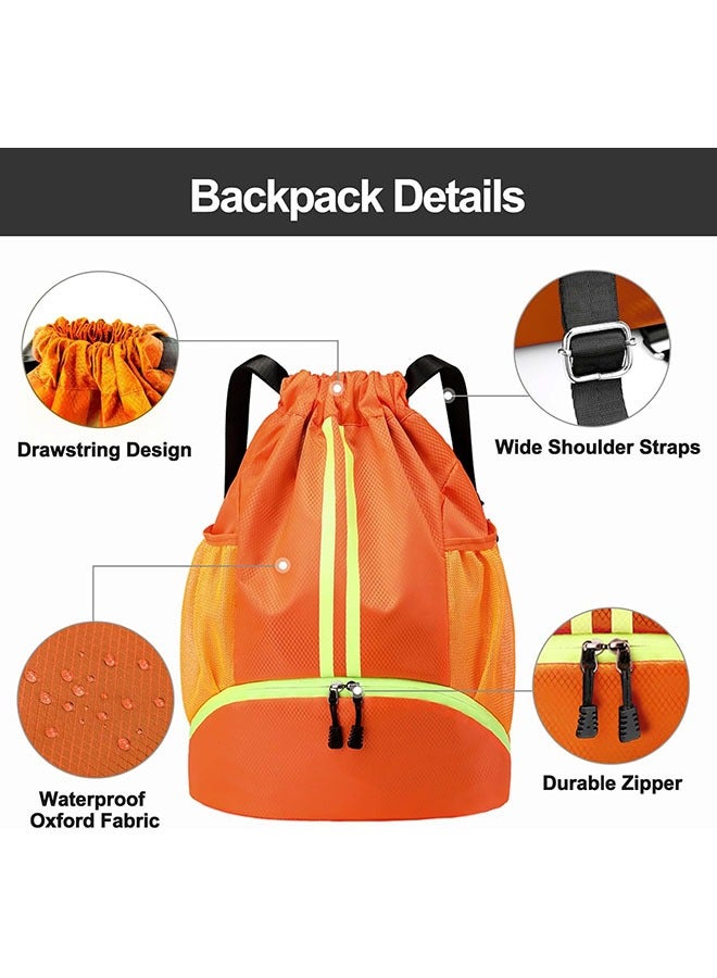 يلا جوي الرياضة حقيبة الظهر,سلسلة سباحة صالة رياضية حقيبة مع مقصورة الأحذية والجيب الرطب دليل,حقيبة كرة السلة حقيبة الظهر الرطبة والجافة المقصورة,كرة القدم والكرات حقيبة,حقيبة الظهر كرة القدم المقاومة للماء لكرة القدم وكرة السلة والرجبي (البرتقالي) - Image 3