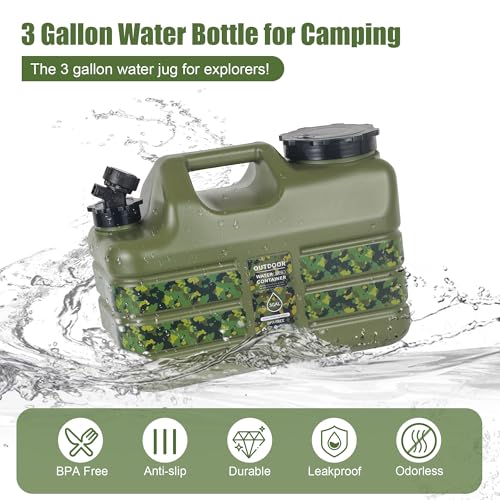ASIEIT 5 Gallon Camping Water Container with Spigot Portable Camping Water Jug BPA Free Water Storage Containers LeakProof Large Water Tank Emergency Water Storage for RV Outdoor Hiking Picnic Green - Image 3