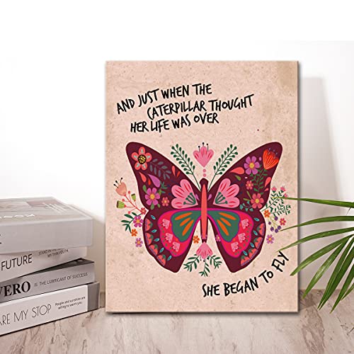 Wailozco Flower Butterfly Inspirational Wall Art for Girls Room Decor,Motivational Wall Decor Canvas Poster Print for Butterfly Lover Teens Girls Bedroom Decor - Image 5