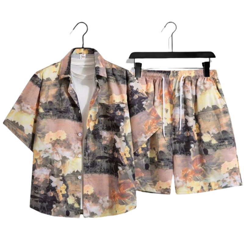 2025 Fashion Men'S Summer Short-Sleeved T-Shirt Basketball Jersey Casual Trendy Shorts Two-Piece Set Korean Style Trendy - Image 1