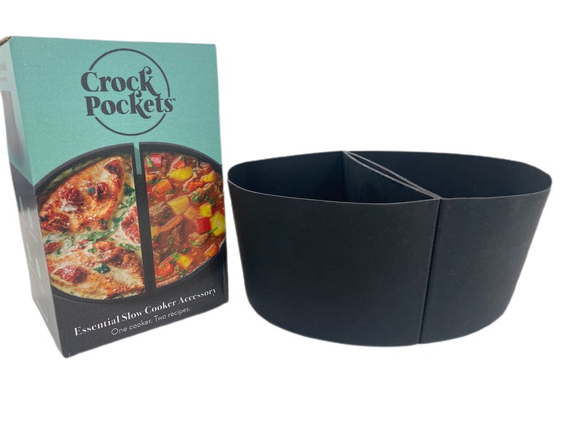 CrockPockets CROCKPOCKETS 6Quart Slow Cooker 2 Pc Dividers Set Reusable Silicone Inserts NonStick and Leak Resistant BPA Free Dishwasher Safe  FREE COOKBOOK 