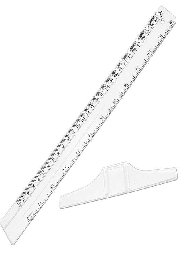 Rierdge 2 Pcs 12 Inch Junior T-Square Ruler, 30 cm Plastic Transparent T-Ruler, Junior T-Squre for Design Drafting Architect Art - Image 3