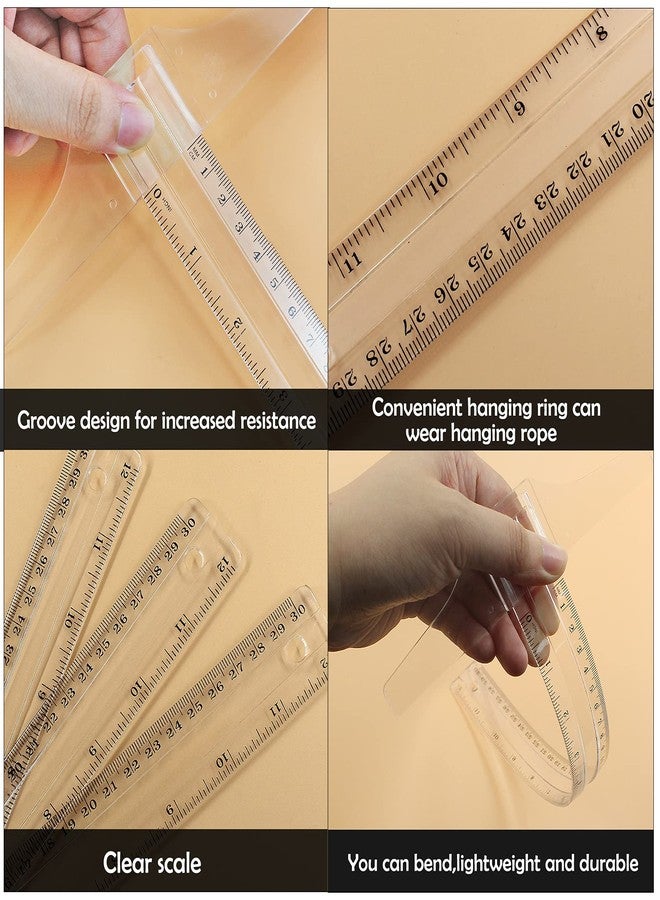 Rierdge 2 Pcs 12 Inch Junior T-Square Ruler, 30 cm Plastic Transparent T-Ruler, Junior T-Squre for Design Drafting Architect Art - Image 2