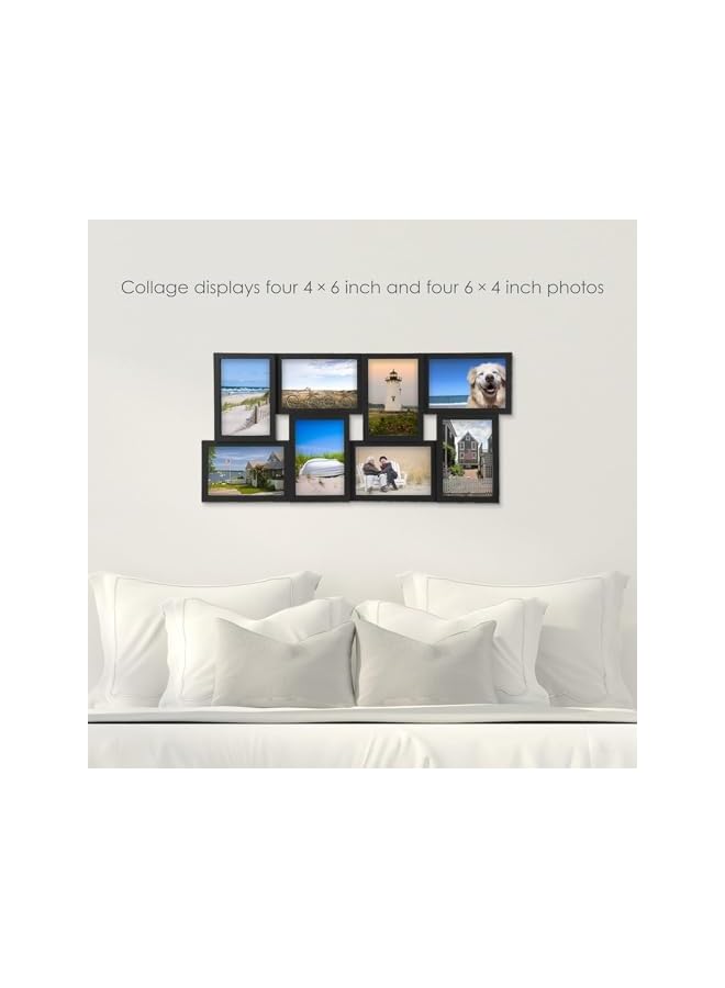 The Bros إطار صور كولاج، إطار صور متعدد لتزيين الجدران، كولاج مع 8 فتحات لتعليق الصور بحجم 4x6، إطار كولاج صور أسود ريفي، صور عائلية متعددة لتزيين المعرض، عرض معلق - Image 5