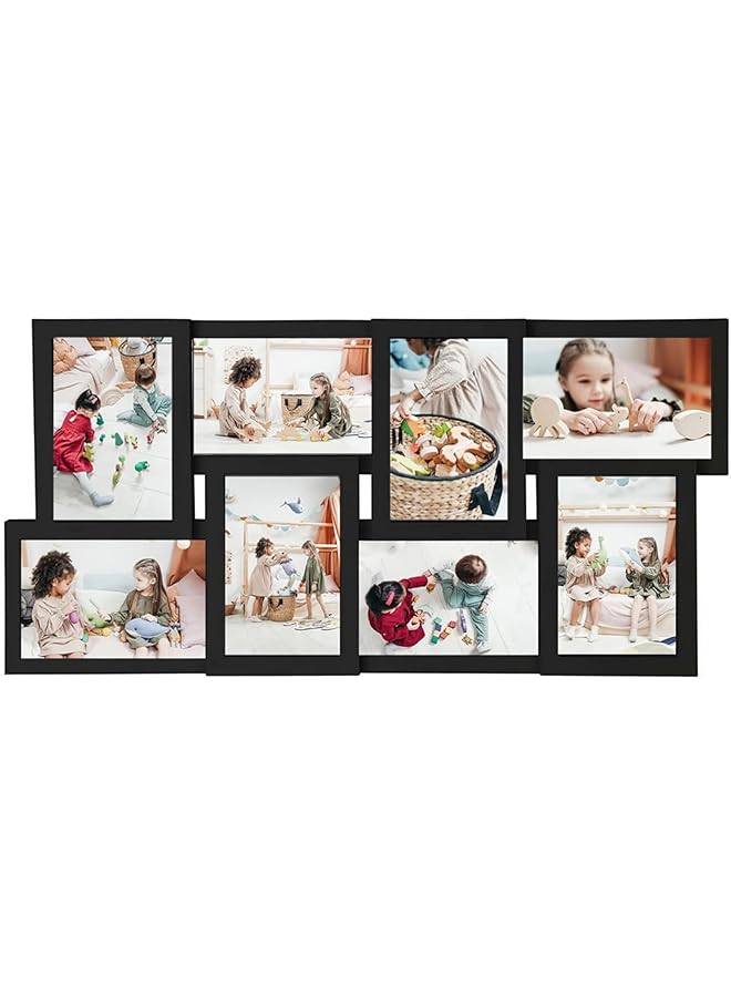 The Bros إطار صور كولاج، إطار صور متعدد لتزيين الجدران، كولاج مع 8 فتحات لتعليق الصور بحجم 4x6، إطار كولاج صور أسود ريفي، صور عائلية متعددة لتزيين المعرض، عرض معلق - Image 1