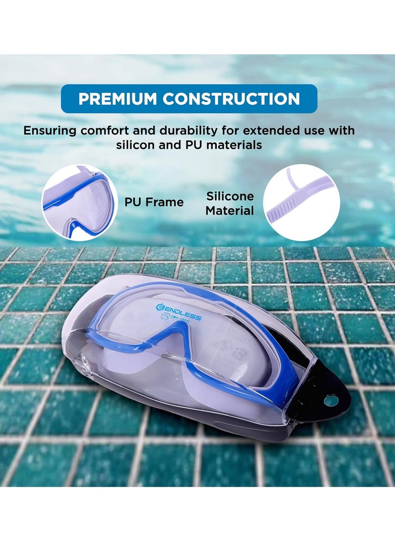 ENDLESS  Premium Swimming Goggle with Anti-Fog and UV Protection | Stylish Big Frame for more Visibility | Soft Silicone Gasket for Leak Proof | With Hard Case  - Image 3