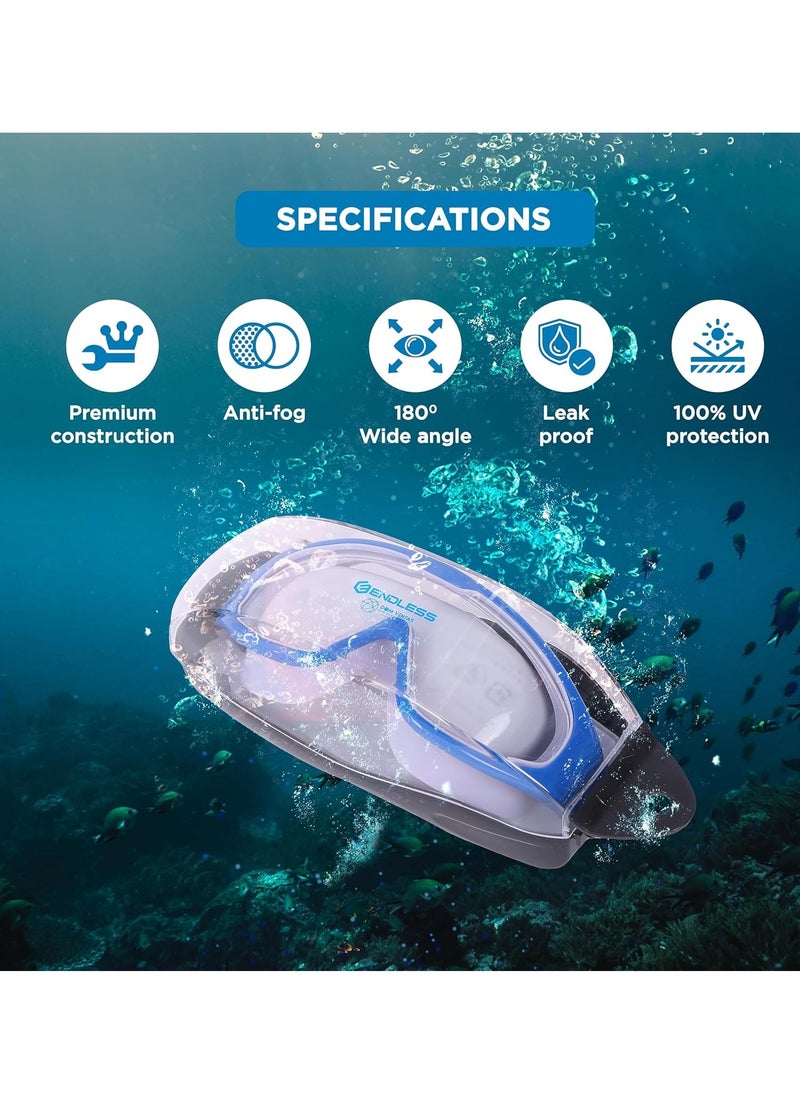 ENDLESS  Premium Swimming Goggle with Anti-Fog and UV Protection | Stylish Big Frame for more Visibility | Soft Silicone Gasket for Leak Proof | With Hard Case  - Image 2