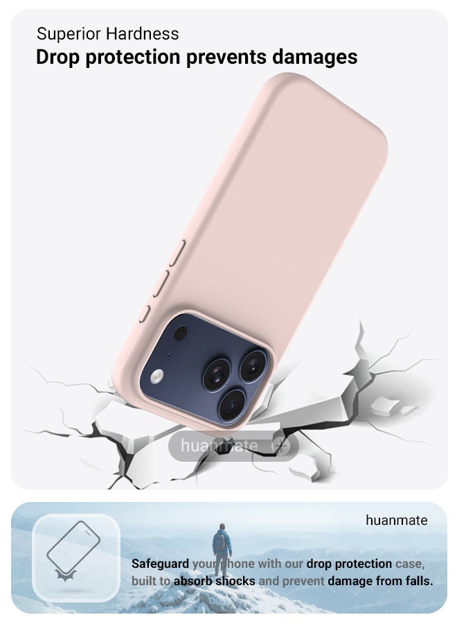 هووانميت حافظة لهاتف أبل آيفون 17 برو ماكس - وردي فاتح - سيليكون تي بي يو ممتاز 2.0 مم، حماية معززة للكاميرا مع درع العدسة، غطاء مقاوم للصدمات ومقاوم للماء لهاتف أبل آيفون 17 برو ماكس - Image 4