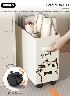 DUNISO Rolling Utility Cart, Foldable Storage Organizer Carts Shelves, Multifunction Storage Trolley with Handle, Under Desk Storage Basket for Work, Under Desk Utility Cart with Lockable Wheels for Home Office School  - Image 2