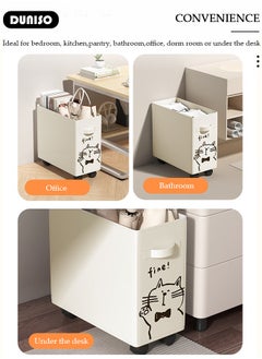 DUNISO Rolling Utility Cart, Foldable Storage Organizer Carts Shelves, Multifunction Storage Trolley with Handle, Under Desk Storage Basket for Work, Under Desk Utility Cart with Lockable Wheels for Home Office School  - Image 3