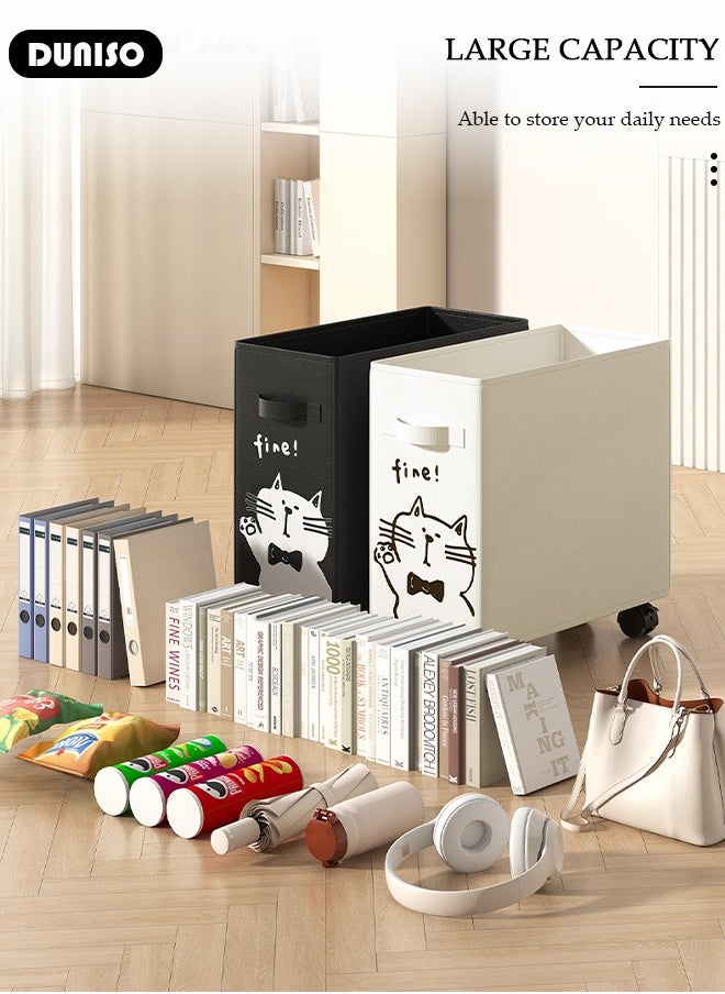 DUNISO - Rolling Utility Cart, Foldable Storage Organizer Carts Shelves, Multifunction Storage Trolley with Handle, Under Desk Storage Basket for Work, Under Desk Utility Cart with Lockable Wheels for Home Office School - Image 1