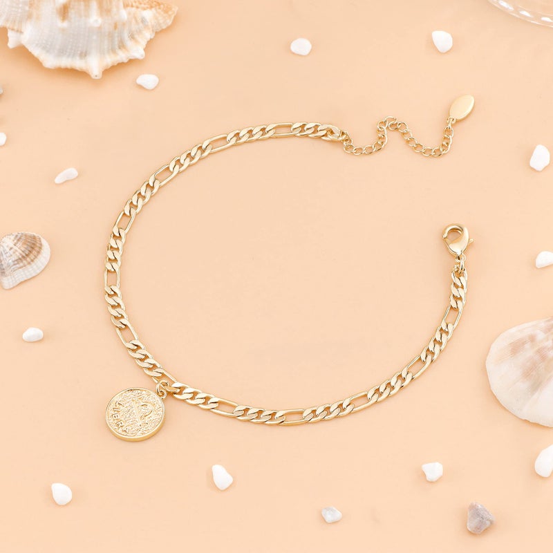 Lcherry Gold Anklets for Women Dainty Zodiac Constellation Waterproof Anklet Zodiac Sign Disc Libra Ankle Bracelet 14K Real Gold Plated for Women - Image 5