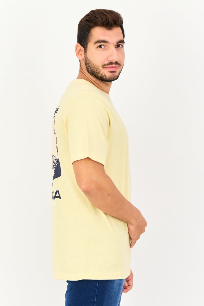 NAUTICA Men Crew Neck Short Sleeve Graphic Print T-Shirt, Pale Yellow - Image 3